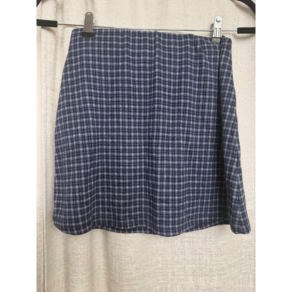 Urban Outfitters Blue Plaid Mini Skirt High Waisted Size Small Preppy A-Line